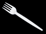 Vit plastgaffel