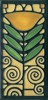 Motawi Tileworks Dard Hunter Poppy - Green Oak