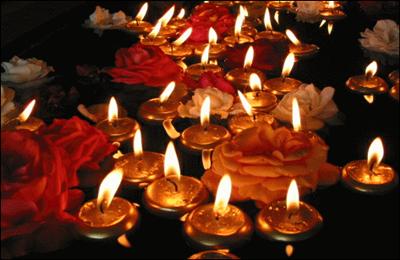 candle & flowers