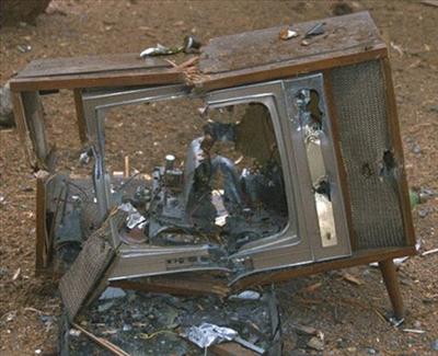 Smashed TV Set