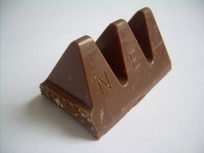 A piece of melted Toblerone
