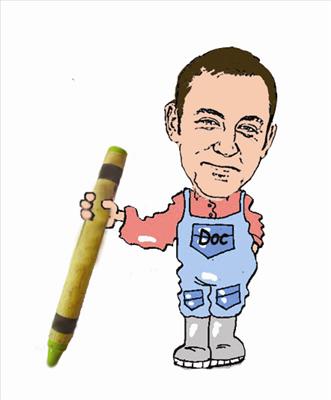 Cartoon Farmer Doc with Crayon