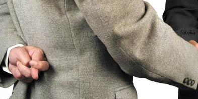 Crossed-fingers Handshake