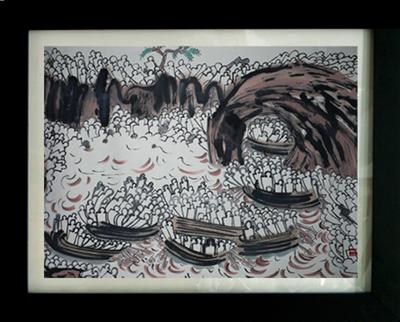 contemporary rice paper ink painting 