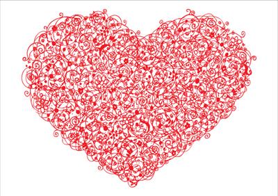 Squiggle heart red