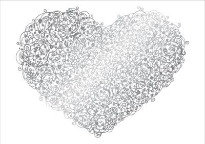 Squiggle heart silver