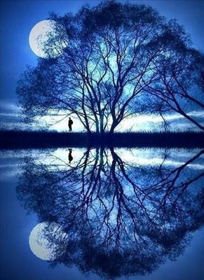 Moon and Blue Sky