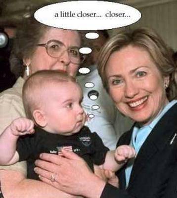 Baby about to punch hilary clinton