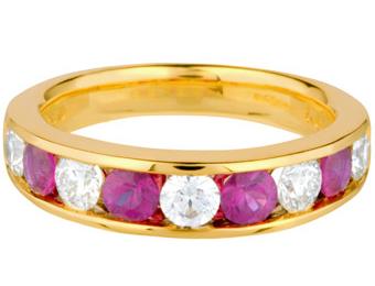 Eternity Ring 12 Rubies & Diamonds Channel Setting