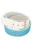 white belt wit light blue studs