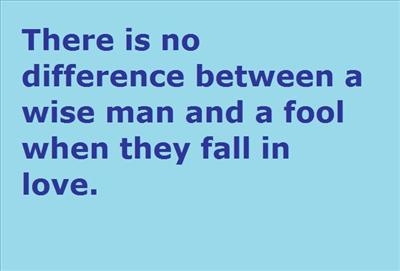 There is no difference between a wise man and a fool when they fall in love.