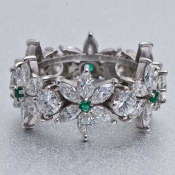 Marquis Emerald and Diamond Platinum Band