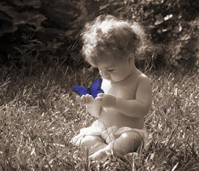 baby and butterfly