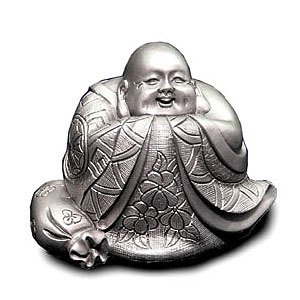 Silver laughing buddha