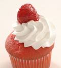 A cupcake with strawberry