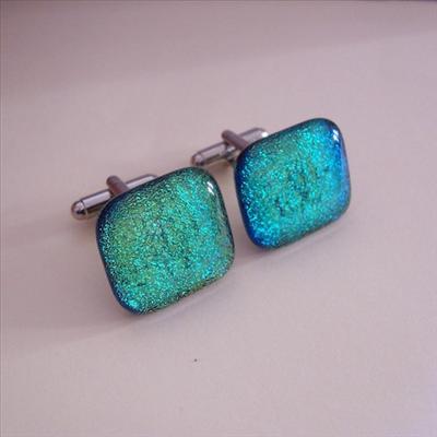 Green Dichroic Cufflinks from Snow Queen