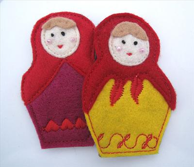 Cute felt Matryoshka brooches from Incy Wincy Stitches