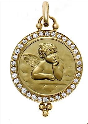 18k Angel Pendant with Pave Diamonds