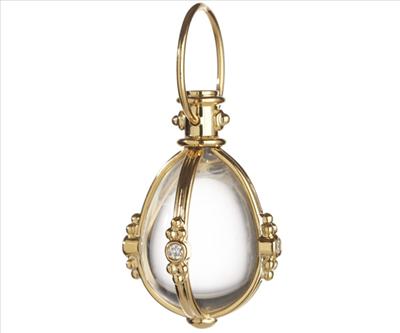 Rock Crystal Egg Amulet with Diamonds