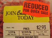 Reduced for quick sale meat from Kroger's