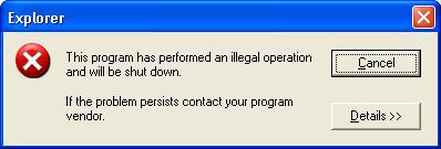 Windows Illegal operation