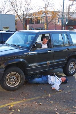 run over with a car