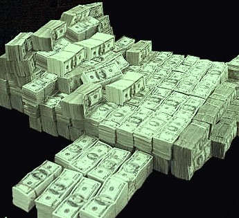 Push into a stack of cash