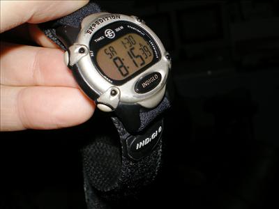 Watch with velcro wristband.