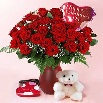 roses & teddy bear