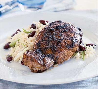 Jerk Pork, Rice & Peas