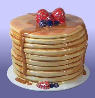 tall stack of pancakes