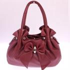 Red Leather Style Bow Handbag