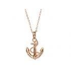 Gold, Rhinestone Anchor Necklace