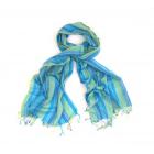 Blue viscose thick stripe scarf 