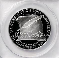 1987-S PR 70 DCAM ANACS Silver Constitution Commemorative