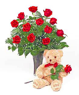 flower  and teddy bear