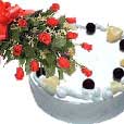 12 Red Roses and Pineapple cake