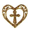 Gold Glitter Heart Cross