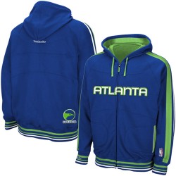 Mitchell & Ness Atlanta Hawks Royal Blue Court Vision Full Zip Hoody Sweatshirt 