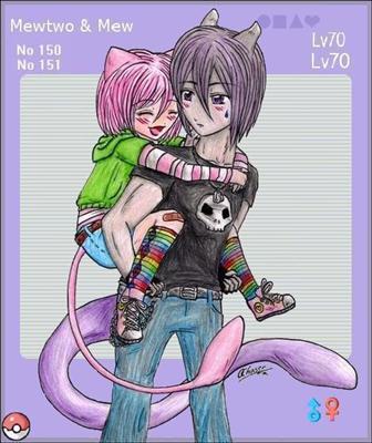 mew and mewtwo neko couplez ^-^