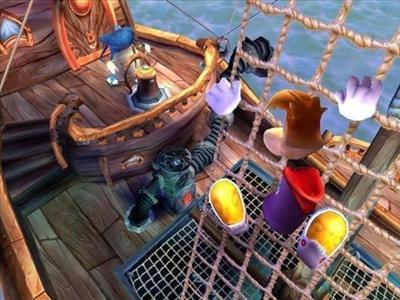 Rayman and Globox in boat
