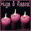 hugs and kisses candle