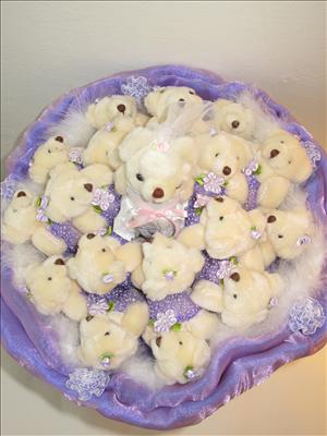 Bouquet of Teddy Bear Bride & Teddy Bears