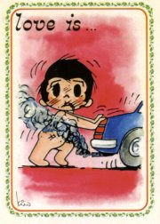 Love is....giving her a push start.