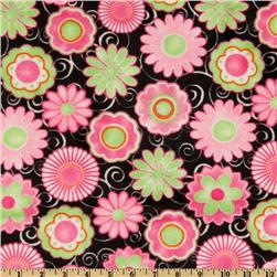 Kaufman Minky Cuddle Posey Party Hot Pink/Lime