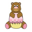 Brown Bear With Pink Cupcake