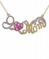 \"I Love Mom\" Multi-Gold Pink Stone Pendant