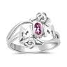 White Gold Pink Stone Mom Ring