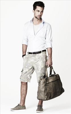 white shirt /military short