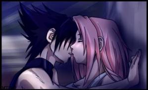 romantic kiss on the lips
